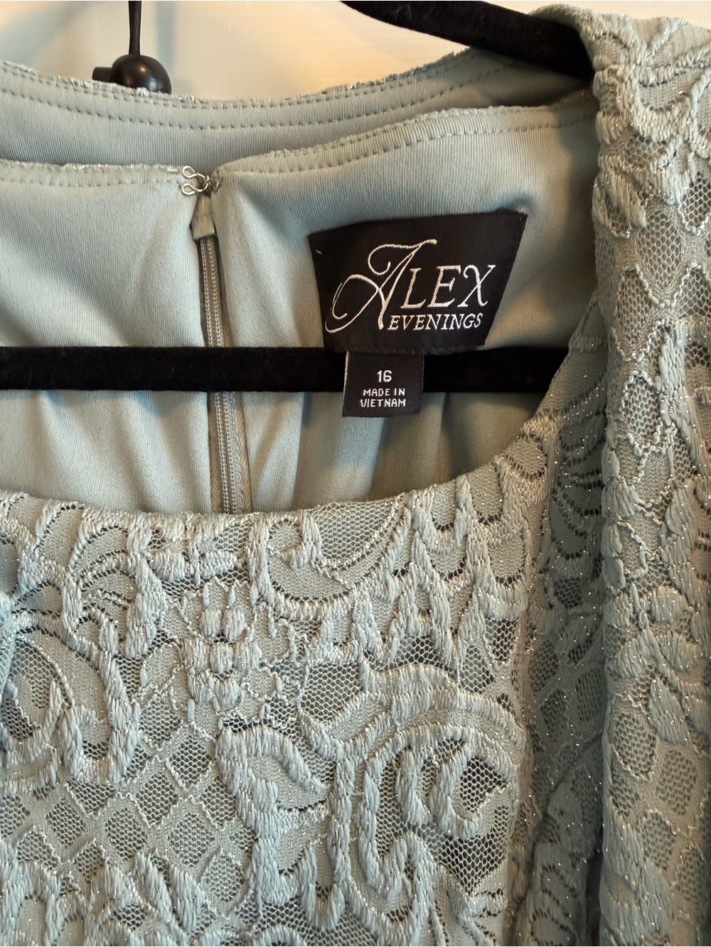 Alex Evenings Lace Overlay Gown in Sage Green
For mother/grandmother of bride